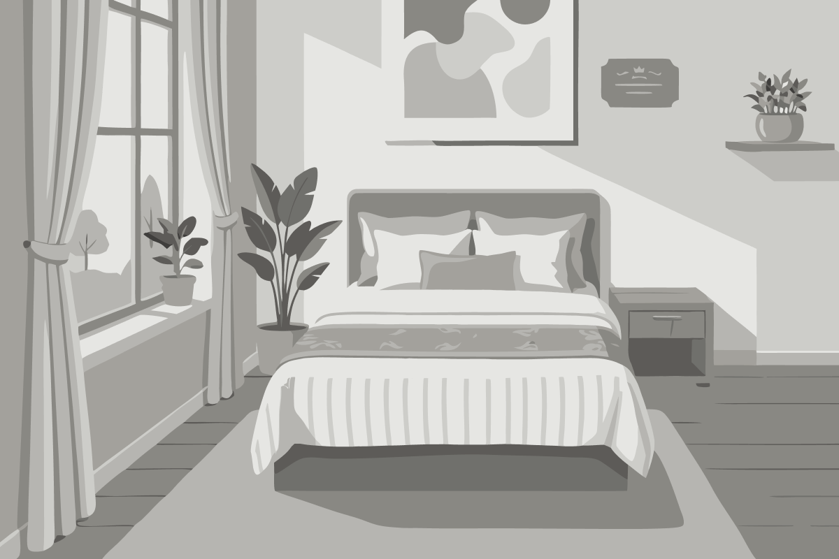 Cama en dormitorio masculino compartido